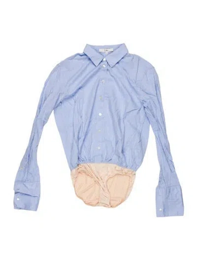 Pre-owned Tibi Long Sleeve Button-up Top In Blue