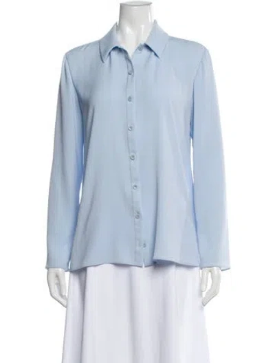 Pre-owned Tibi Long Sleeve Button-up Top In Blue
