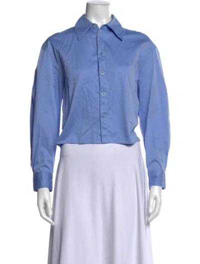 Pre-owned Tibi Long Sleeve Button-up Top In Blue