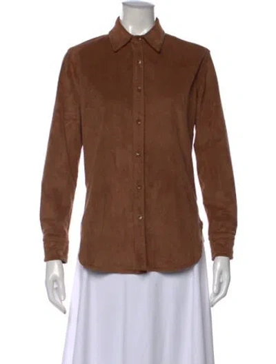 Pre-owned Tibi Long Sleeve Button-up Top In Brown