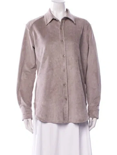 Pre-owned Tibi Long Sleeve Button-up Top In Gray