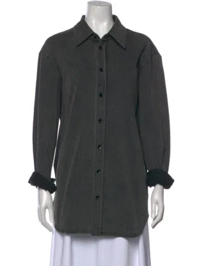 Pre-owned Tibi Long Sleeve Button-up Top In Multi