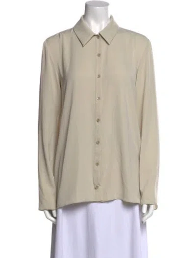 Pre-owned Tibi Long Sleeve Button-up Top In Neutral