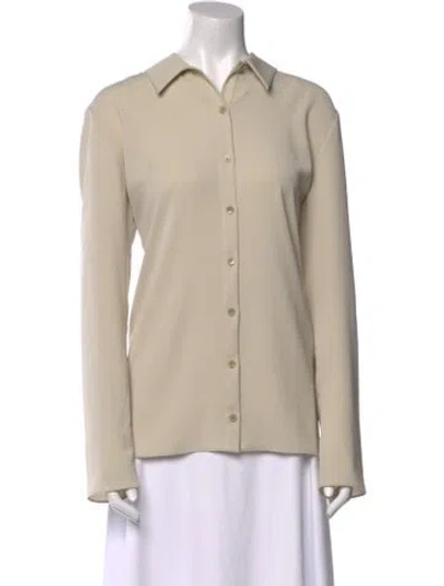 Pre-owned Tibi Long Sleeve Button-up Top In Neutral