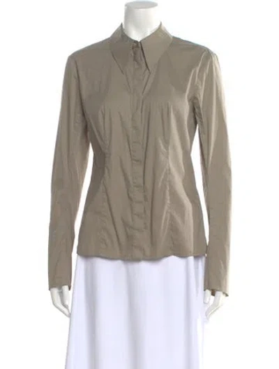 Pre-owned Tibi Long Sleeve Button-up Top In Neutral