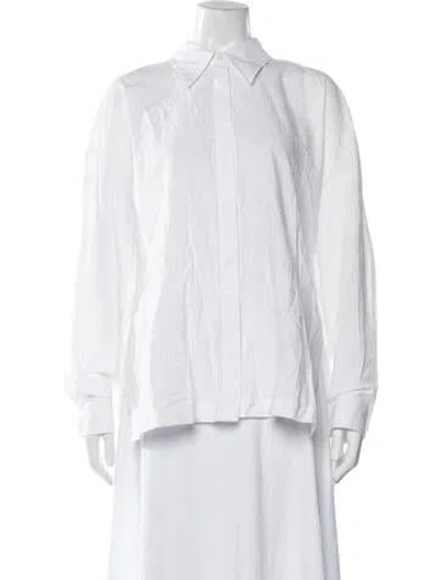 Pre-owned Tibi Long Sleeve Button-up Top In Neutral