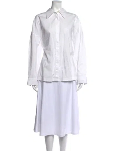 Pre-owned Tibi Long Sleeve Button-up Top In Neutral
