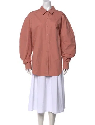Pre-owned Tibi Long Sleeve Button-up Top In Pink