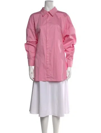 Pre-owned Tibi Long Sleeve Button-up Top In Pink