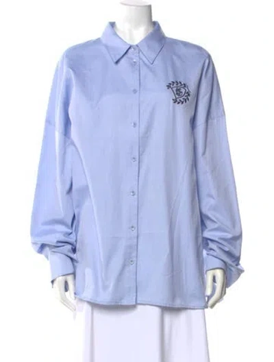 Pre-owned Tibi Long Sleeve Button-up Top W/ Tags In Blue