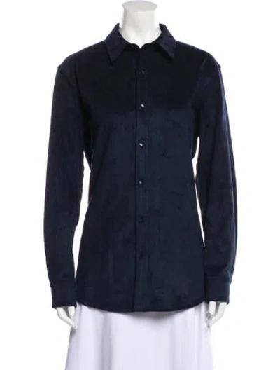 Pre-owned Tibi Long Sleeve Button-up Top W/ Tags In Blue