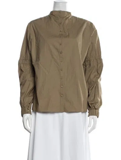 Pre-owned Tibi Long Sleeve Button-up Top W/ Tags In Brown