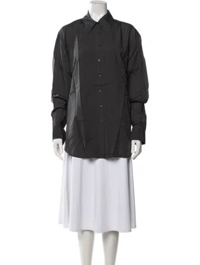 Pre-owned Tibi Long Sleeve Button-up Top W/ Tags In Gray