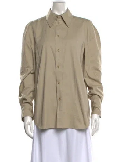 Pre-owned Tibi Long Sleeve Button-up Top W/ Tags In Neutrals