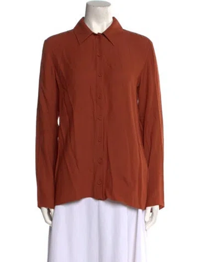 Pre-owned Tibi Long Sleeve Button-up Top W/ Tags In Orange