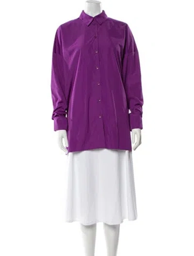 Pre-owned Tibi Long Sleeve Button-up Top W/ Tags In Purple