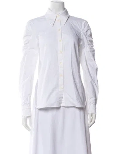 Pre-owned Tibi Long Sleeve Button-up Top In White