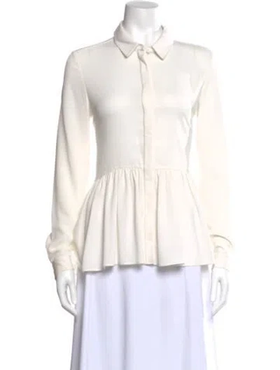 Pre-owned Tibi Long Sleeve Button-up Top In White