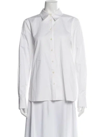 Pre-owned Tibi Long Sleeve Button-up Top In White
