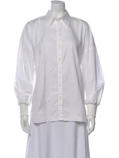 Pre-owned Tibi Long Sleeve Button-up Top In White