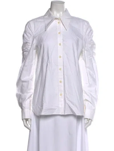 Pre-owned Tibi Long Sleeve Button-up Top In White