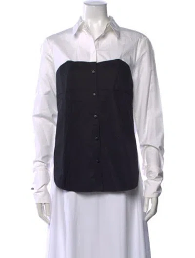 Pre-owned Tibi Long Sleeve Button-up Top In White