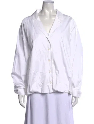 Pre-owned Tibi Long Sleeve Button-up Top In White