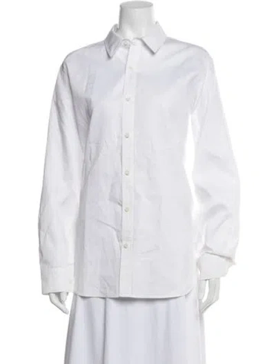 Pre-owned Tibi Long Sleeve Button-up Top In White
