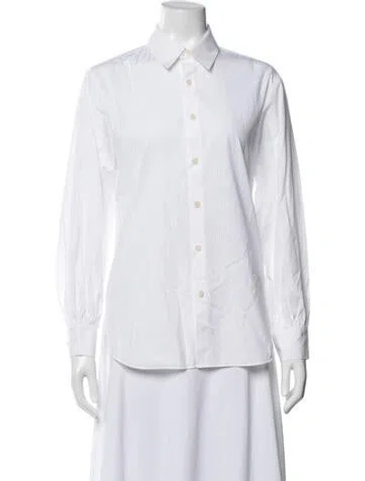 Pre-owned Tibi Long Sleeve Button-up Top In White