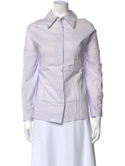 Pre-owned Tibi Long Sleeve Button-up Top In White