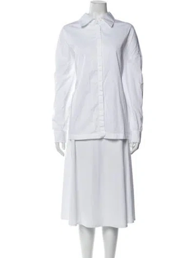 Pre-owned Tibi Long Sleeve Button-up Top In White