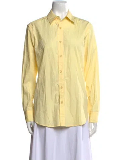 Pre-owned Tibi Long Sleeve Button-up Top In Yellow