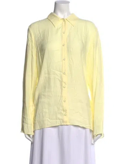 Pre-owned Tibi Long Sleeve Button-up Top In Yellow