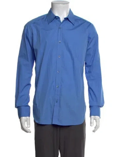 Pre-owned Tibi Long Sleeve Dress Shirt In Blue