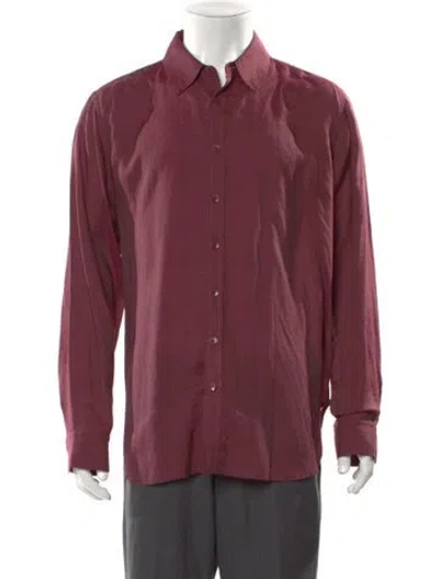 Pre-owned Tibi Long Sleeve Dress Shirt In Burgundy