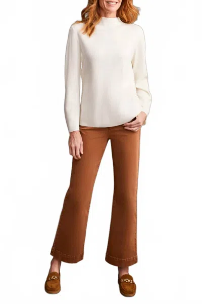 Tibi Long Sleeve Funnel Neck Sweater In Vanilla In White