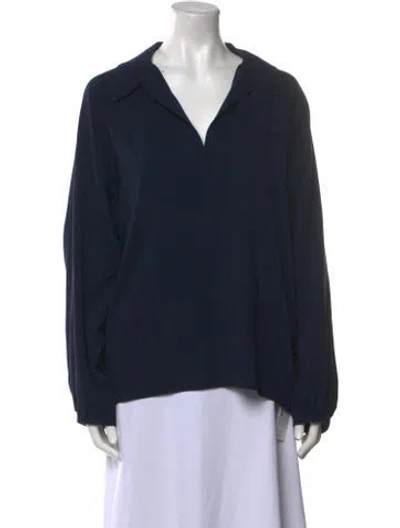 Pre-owned Tibi Long Sleeve Polo In Blue