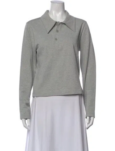 Pre-owned Tibi Long Sleeve Polo In Gray