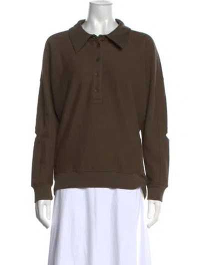 Pre-owned Tibi Long Sleeve Polo In Green