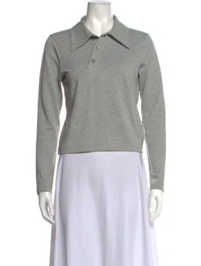 Pre-owned Tibi Long Sleeve Polo In Grey