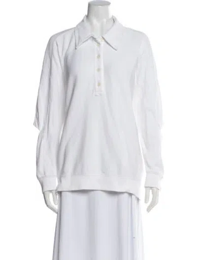 Pre-owned Tibi Long Sleeve Polo In White