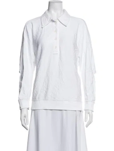 Pre-owned Tibi Long Sleeve Polo In White