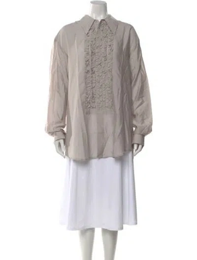 Pre-owned Tibi Long Sleeve Top In Gray