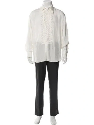 Pre-owned Tibi Long Sleeve Tuxedo Shirt In White