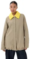 Tibi Lotte Nylon Carcoat With Removable Sherpa Khaki In Neutral