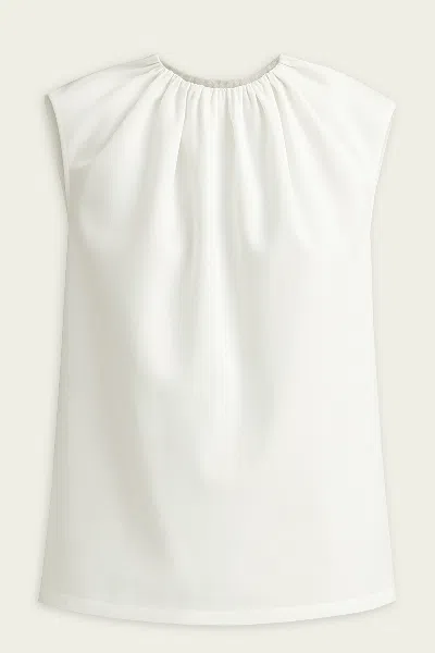 Tibi Lotte Nylon Shirred Neck Top In White