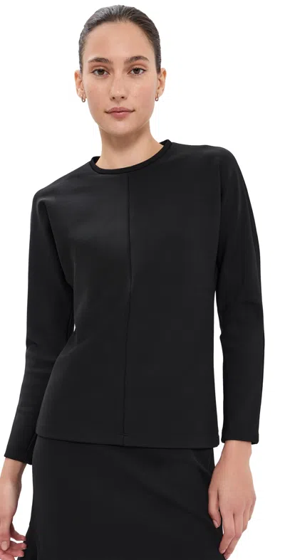 Tibi Luxe Crepe Knit Dolman Top Black