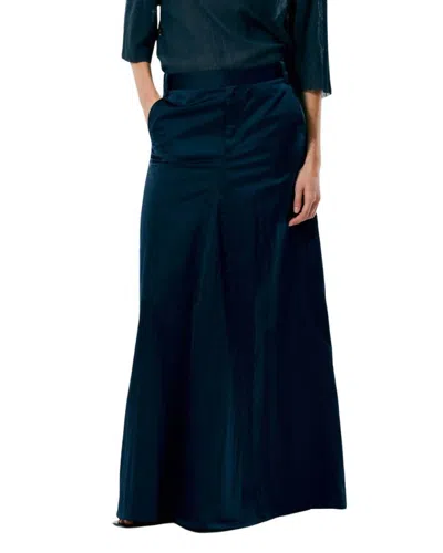 Tibi Luxe Eco Satin Godet Maxi Skirt In Navy In Blue