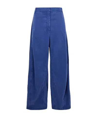 Tibi Lyocell-blend Wide-leg Pants In Blue