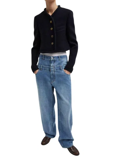 Tibi Majeur Boucle Jacket In Black/navy Multi